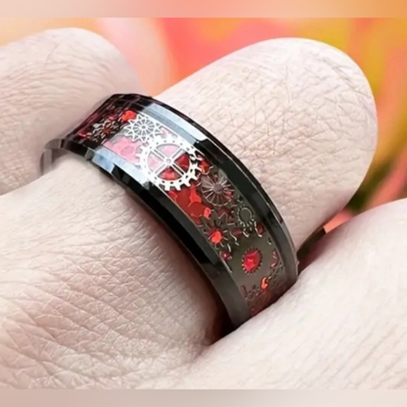 Stainless steel 8mm Steam punk gears ring choose color ask me 4 y… - Picture 3 of 5
